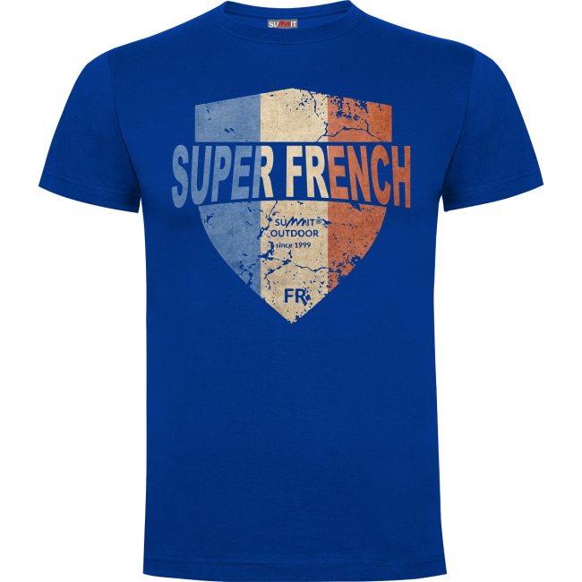 T-shirt 100% katoen SUPERFRENCH koningsblauw - Army Design by Summit Outdoor