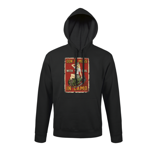 Sweatshirt Zwart Don't Mess with girl - Army Design by Summit Outdoor