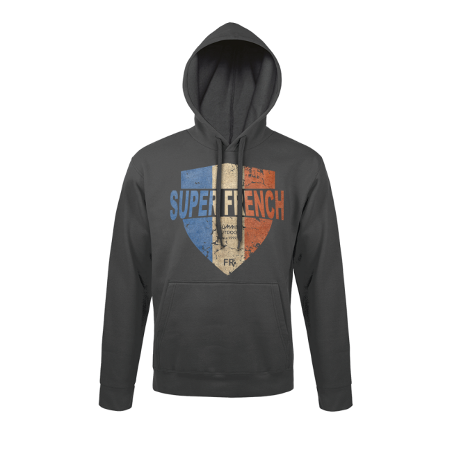 Sweat-shirt Gris Anthracite Ecusson Superfrench - Army Design by Summit Outdoor