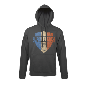 Sweat-shirt Gris Anthracite Ecusson Superfrench - Army Design by Summit Outdoor