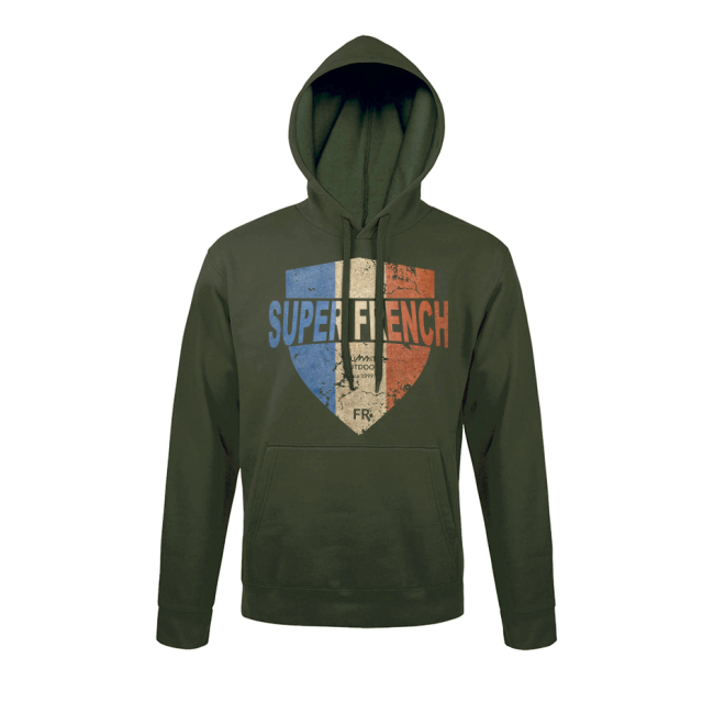 Sweat-shirt Vert Ecusson Superfrench - Army Design by Summit Outdoor