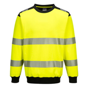 Bluza z okrągłym kołnierzem PW3 wysokiej widoczności Żółta i Czarna - Portwest