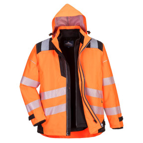 Parka PW3 3 w 1 wysokiej widoczności Pomarańczowa Czarna - Portwest