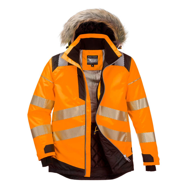 Parka hiver HV PW3 Orange et Noir - Portwest