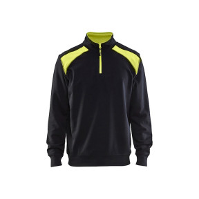 Sweat col camionneur bicolore Noir/Jaune fluo - Blaklader