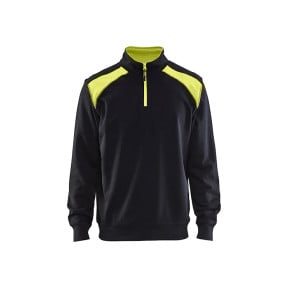 Sweat col camionneur bicolore Noir/Jaune fluo - Blaklader