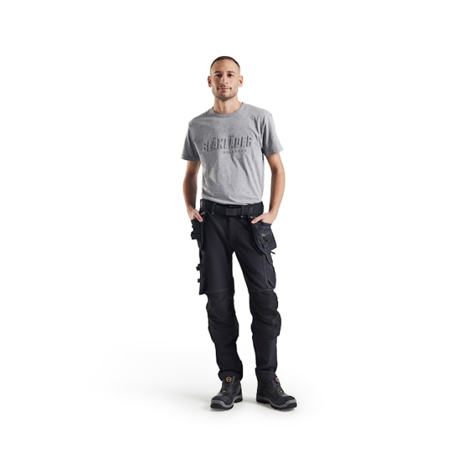 3D-Druck T-Shirt Grau meliert - Blaklader