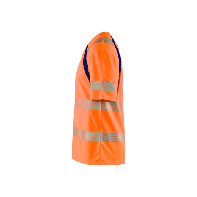 Anti-UV hoge zichtbaarheid T-shirt Fluororanje/Marine - Blaklader