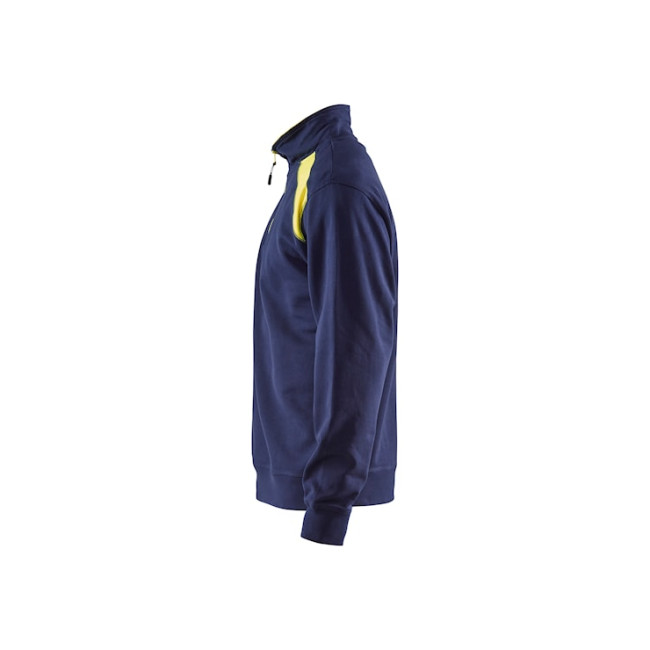 Sweat col camionneur bicolore Marine/Jaune fluo - Blaklader