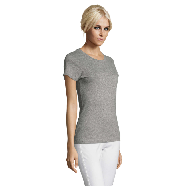 DAMES T-SHIRT REGENT WOMEN GRIJS GEMÊLEERD - SOL'S