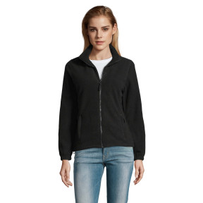 Damen-Microfleecejacke North mit Reißverschluss schwarz - Sol's
