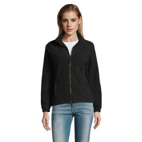 Damen-Microfleecejacke North mit Reißverschluss schwarz - Sol's