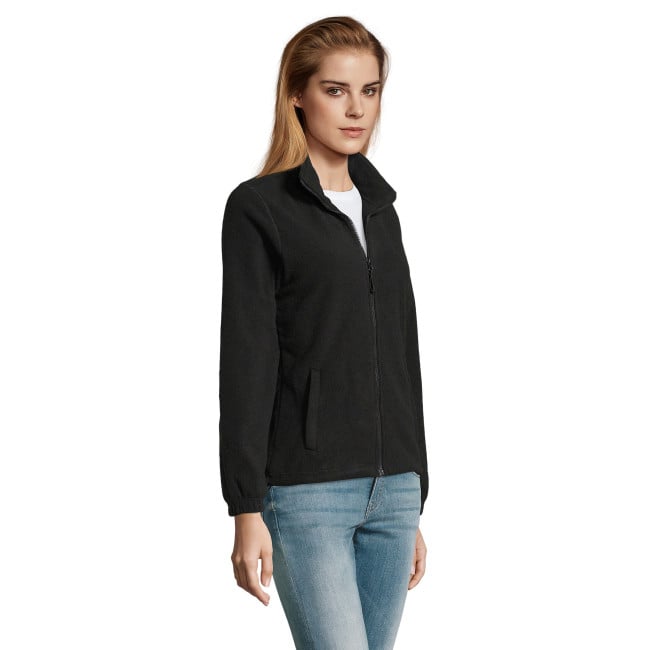 Damen-Microfleecejacke North mit Reißverschluss schwarz - Sol's