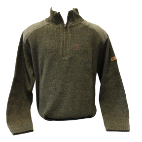 Pull Chasse brodé col camionneur Kaki - Percussion