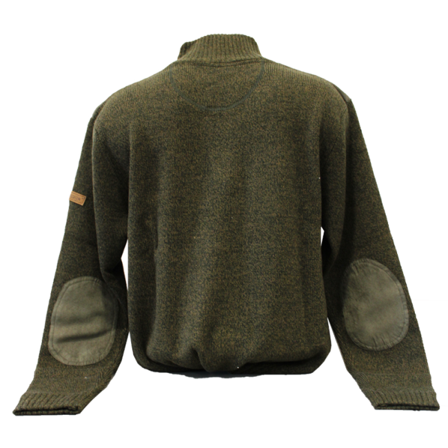 Pull Chasse brodé col camionneur Kaki - Percussion
