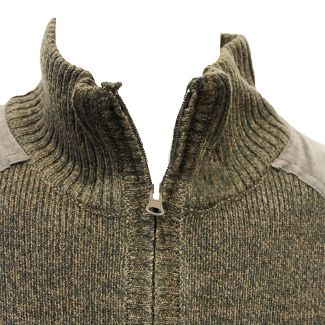 Pull Chasse brodé col camionneur Kaki - Percussion
