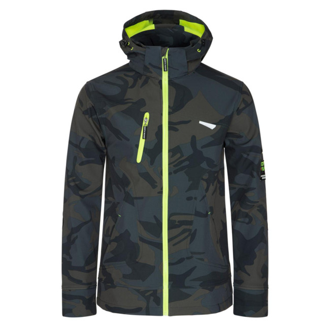 Softshell jas Borel woodland en fluorgeel - North Ways
