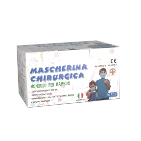 Lot de 50 masques chirurgicaux jetables enfant Bleu EN14683:2019