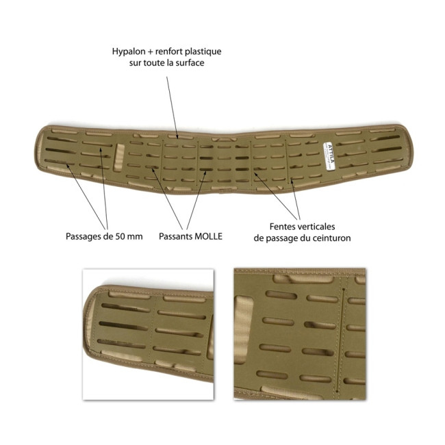 MOLLE ATILLA lasercut koppelriem + NIJRAB 3 Coyote riem - Dimatex
