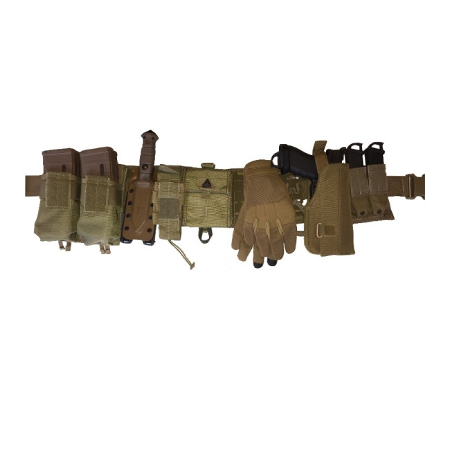 MOLLE ATILLA lasercut koppelriem + NIJRAB 3 Coyote riem - Dimatex