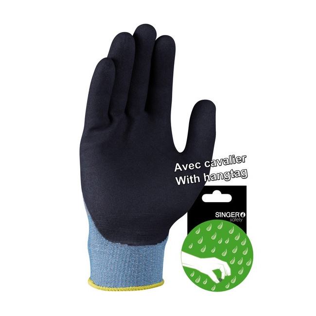 Gants nitrile mousse sans picots jauge 15 Gris/Noir - Singer Safety