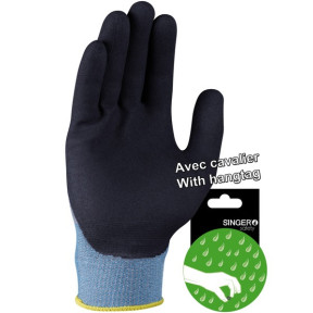 Gants nitrile mousse sans picots jauge 15 Gris/Noir - Singer Safety