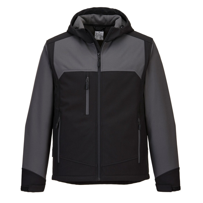 Veste de travail softshell à capuche KX3 noir et gris - Portwest