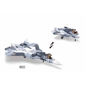 Avion de chasse gris et blanc M38-B0986 - Sluban