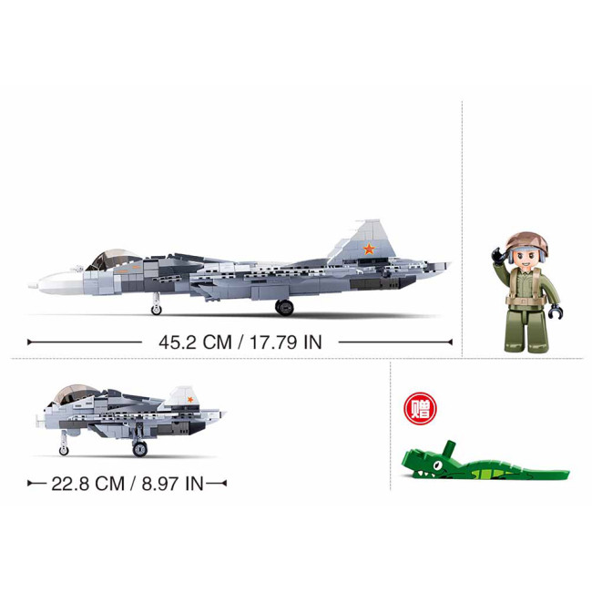 Avion de chasse gris et blanc M38-B0986 - Sluban