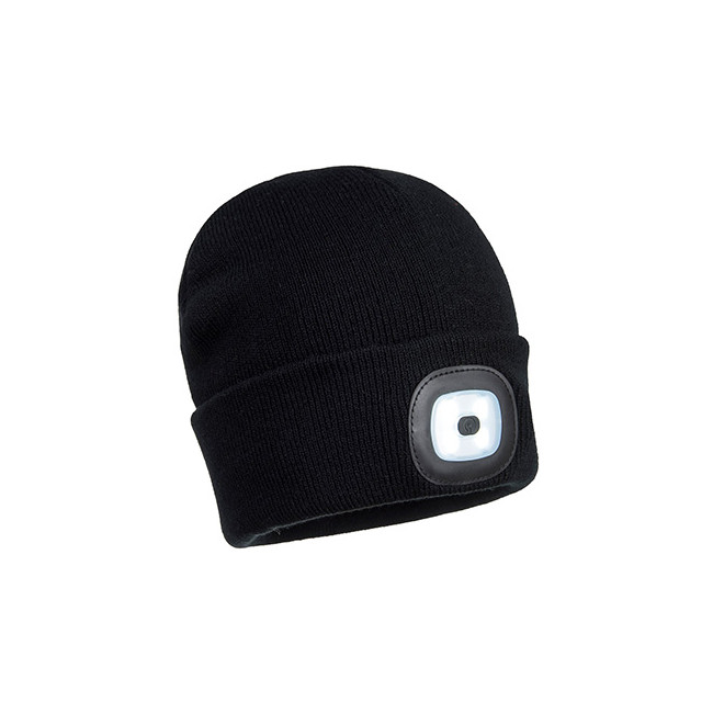 Czapka z ładowalną lampą czołową LED USB Czarna - Portwest