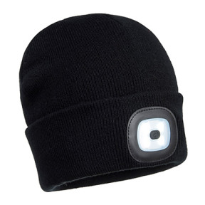 Bonnet avec lampe frontale LED rechargeable USB Noir - Portwest