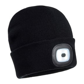 Bonnet avec lampe frontale LED rechargeable USB Noir - Portwest