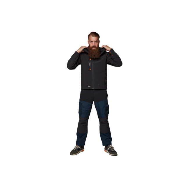 Softshell jas zwart met capuchon POSEIDON - Herock