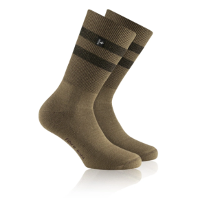 Leichte Fasersocken in Khaki mit Streifen - Rohner