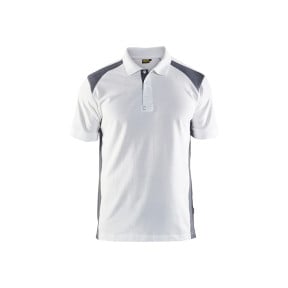 Polo Piqué Blanc/Gris clair - Blaklader