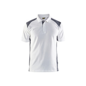 Polo Piqué Blanc/Gris clair - Blaklader
