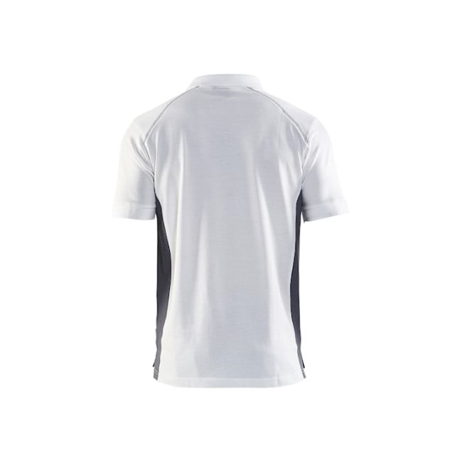 Polo Piqué Blanc/Gris clair - Blaklader