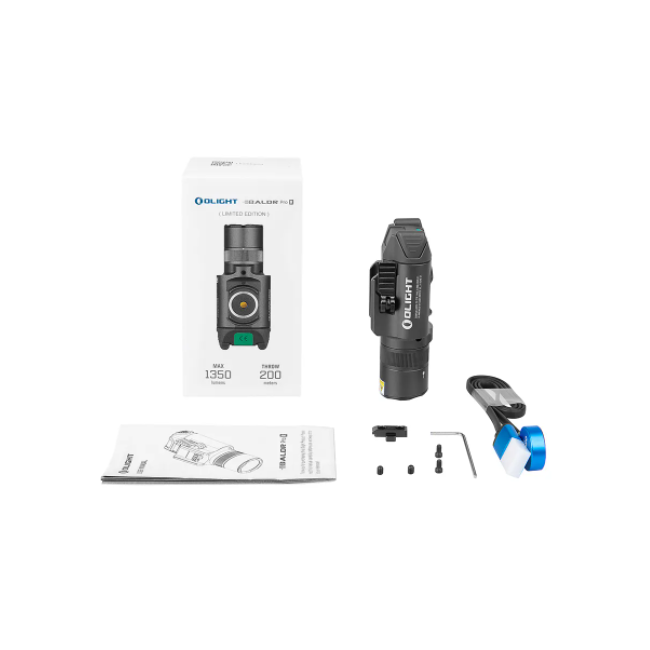 Tactische lamp Baldr Pro Ravec groene laser 1350 lumen gemetalliseerd grijs - Olight