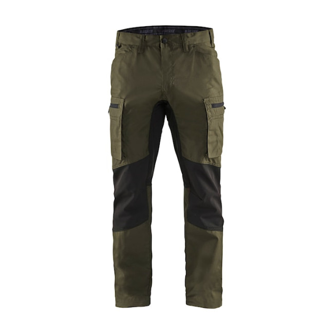 Pantalon maintenance +stretch Vert Kaki/Noir - Blaklader