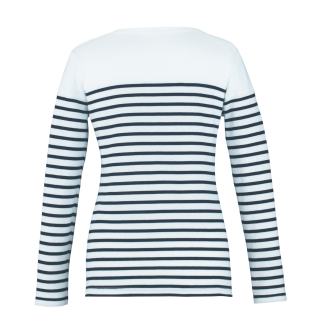 Tee-shirt femme manches longues Ancre Blanc rayé marine - Robur