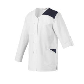 Dames tuniek lange mouwen Flavie wit en blauw - Robur