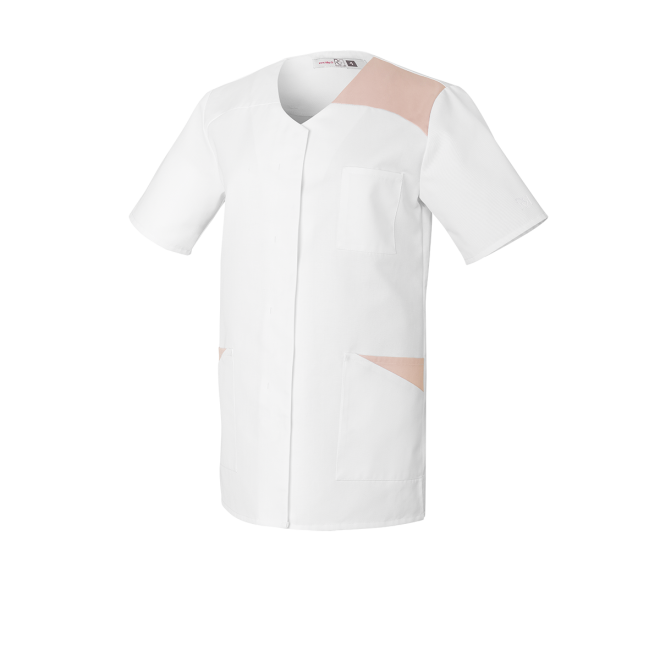 Tunique femme manches courtes Flavie blanc et rose - Robur