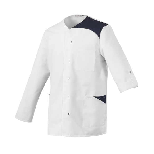 Tunique homme manches longues Flavien Blanc et bleu - Robur