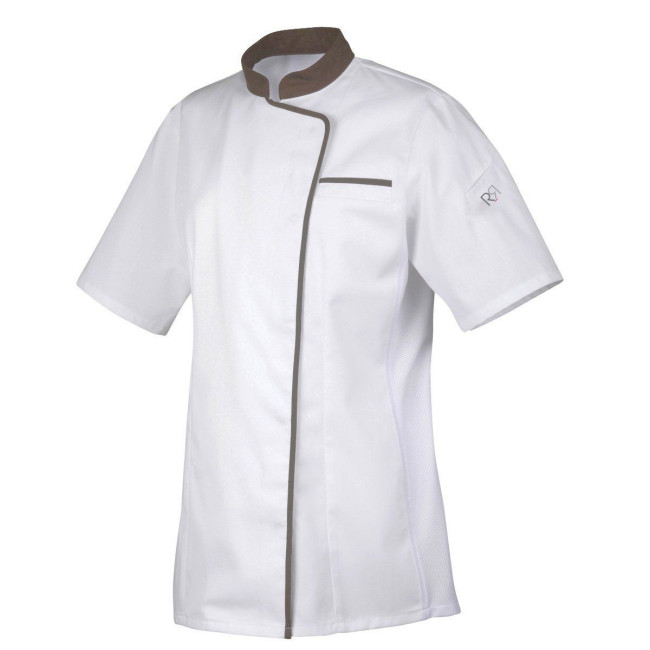 Veste femme manches courtes Expression Blanc et marron - Robur