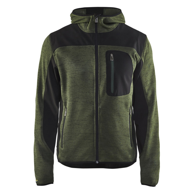 Gebreide vest met capuchon Legergroen/Zwart - Blaklader