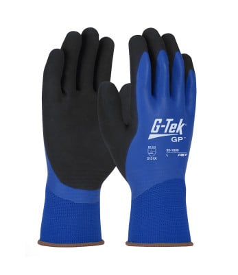 Lot de 12 gants G-Tek GP polyester double enduction latex Bleu - PIP
