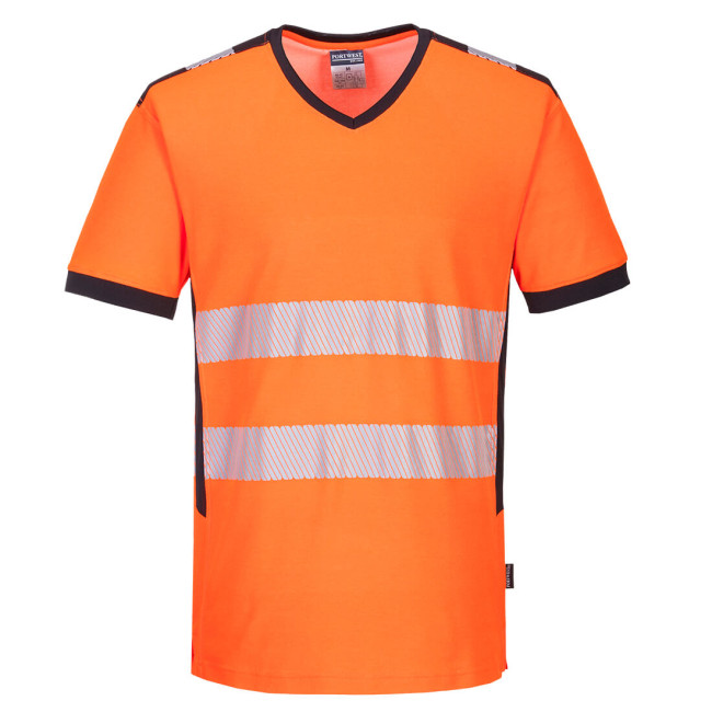 T-shirt dekolt w serek PW3 Hi-Vis pomarańczowy - Portwest