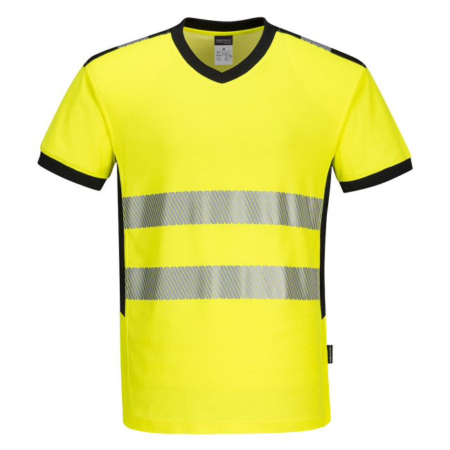 T-shirt dekolt w serek PW3 Hi-Vis żółty - Portwest