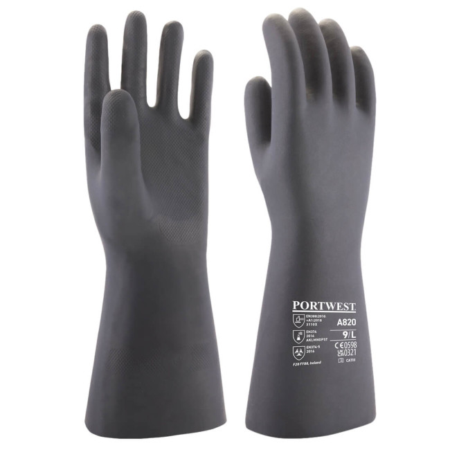 Rękawice Chemiczne Neopren Czarne - Portwest