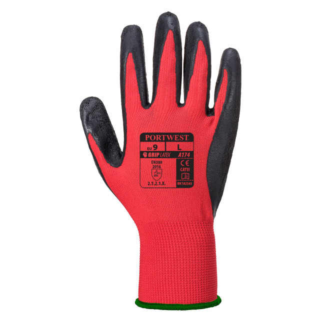 Flex Grip Latex-Handschuhe rot/schwarz - Portwest